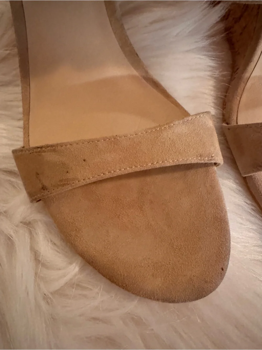 🆕 Stuart Weitzman Beige Sandalwood Avenue Wedge Sandals - 7.5